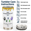 Family, New Dad, New Mom, New baby, Happy - 3D Effect Handprints Family - Personalized Tumbler