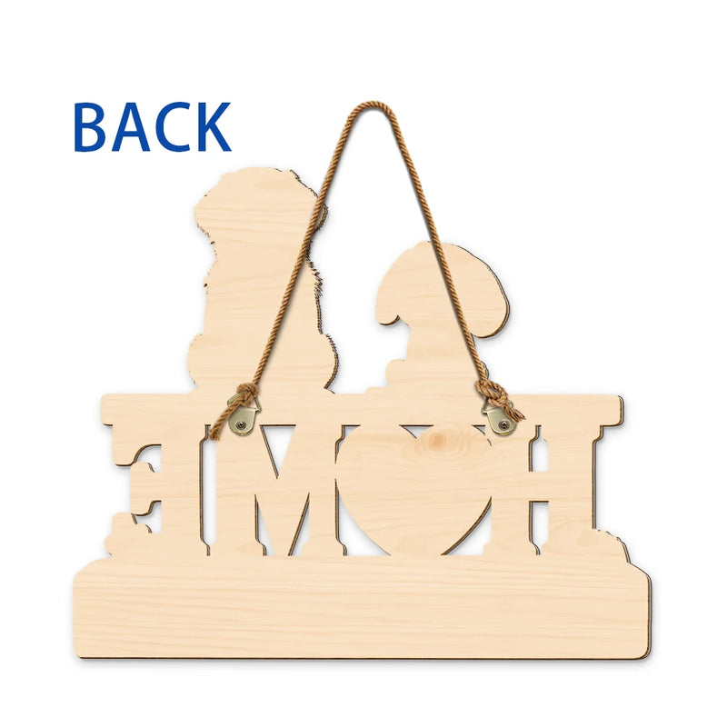 Top Market,Adorable,Pet Lovers,Vector - 3D Effect Home Is Where My Dogs Cats Are - Personalized Custom Shaped Wood Sign