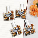 Gift For Women,Gift For Men,Happy,Reading - 3D Effect Just A Girl Who Loves Books - Personalized Custom Shaped Leather Magnetic Bookmark