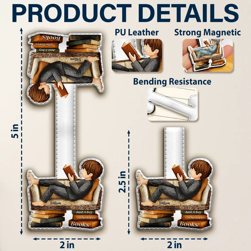 Gift For Women,Gift For Men,Happy,Reading - 3D Effect Just A Girl Who Loves Books - Personalized Custom Shaped Leather Magnetic Bookmark