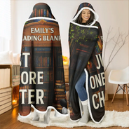 Gift For Women,Gift For Men,Reading,Top Market,Happy - 3D Effect Man Woman Reading Blanket - Personalized Wearable Hooded Blanket