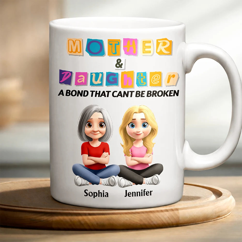 Gift For Mother,Gift For Daughter,Mom,Daughters (Adult),Love - 3D Effect Mother And Daughter Paper Cut Letters - Personalized Mug