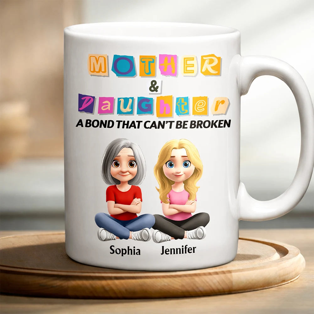Gift For Mother,Gift For Daughter,Mom,Daughters (Adult),Love - 3D Effect Mother And Daughter Paper Cut Letters - Personalized Mug