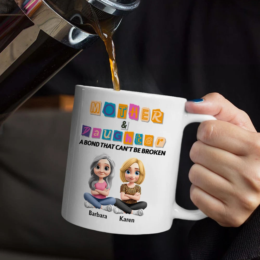Gift For Mother,Gift For Daughter,Mom,Daughters (Adult),Love - 3D Effect Mother And Daughter Paper Cut Letters - Personalized Mug
