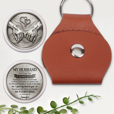 3D Effect My Husband My Wife My Soulmate My Everything - Personalized Leather Pocket Hug