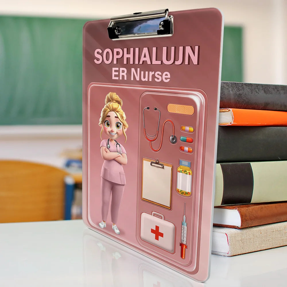 Gift For Yourself,Gift For Women,Nurse - 3D Effect Nurse Job Title Pack Packaging - Personalized Acrylic Clipboard