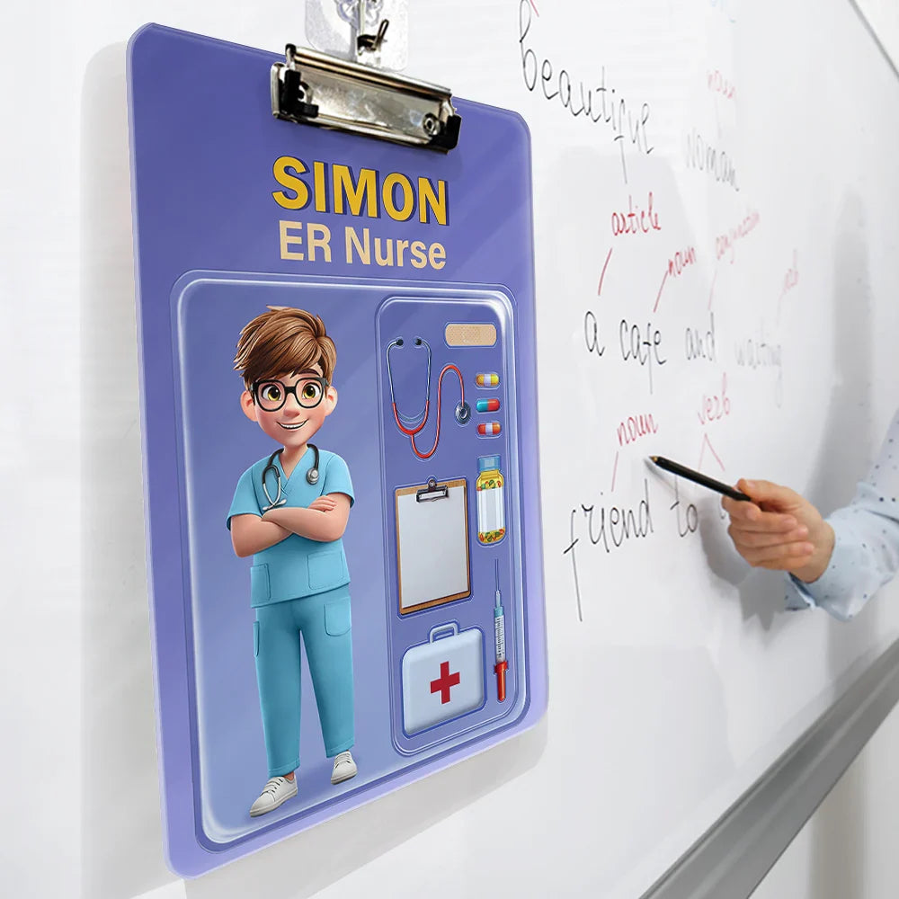 Gift For Yourself,Gift For Women,Nurse - 3D Effect Nurse Job Title Pack Packaging - Personalized Acrylic Clipboard