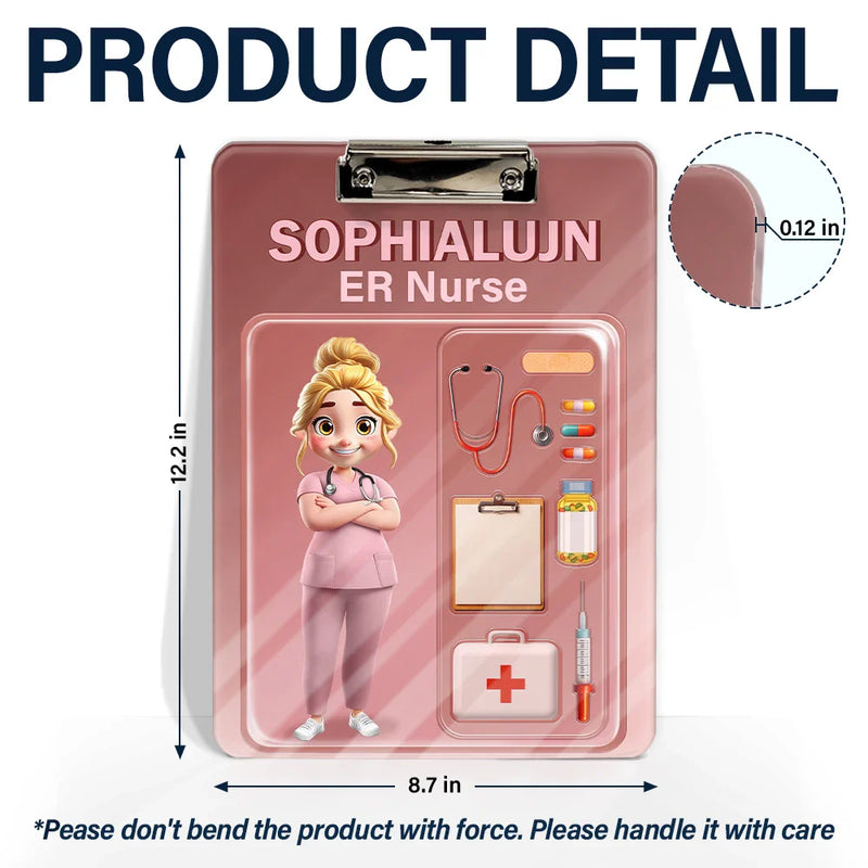 Gift For Yourself,Gift For Women,Nurse - 3D Effect Nurse Job Title Pack Packaging - Personalized Acrylic Clipboard