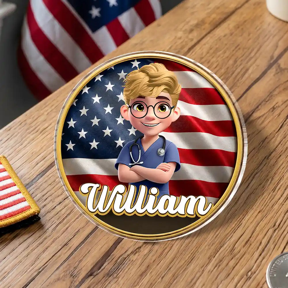 Nurse,Playful,Vector - 3D Effect Nurse Name - Personalized Acrylic Pin
