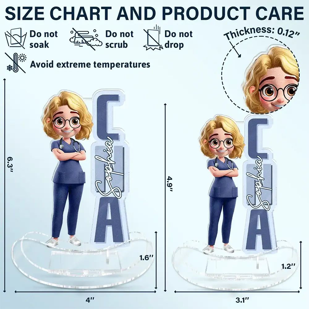 Nurse, Proud, Vector - 3D Effect Nurse Name - Personalized Acrylic Shaking Stand
