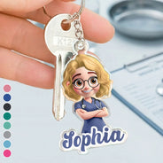 Nurse, Proud, Vector - 3D Effect Nurse Name - Personalized Acrylic Keychain