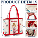 Nurse,Vector,Happy - 3D Effect Nurse Name - Personalized Fabric Tote Bag