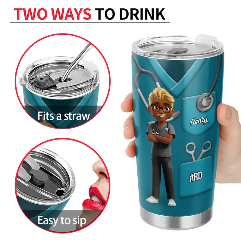 Nurse,Gifts For Colleagues,Gift For Bestie,Happy - 3D Effect Nurse Nutrition Facts - Personalized Tumbler
