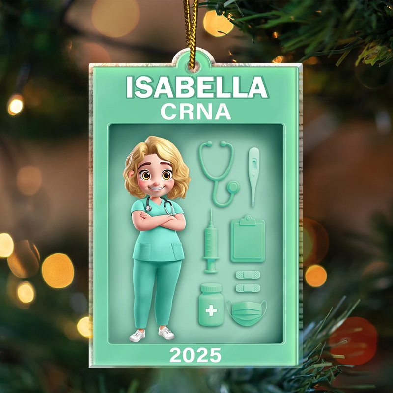 Nurse,Gift For Yourself,Gifts For Colleagues,Happy,Christmas - 3D Effect Nurse Toy Box - Personalized Custom Shaped Acrylic Ornament