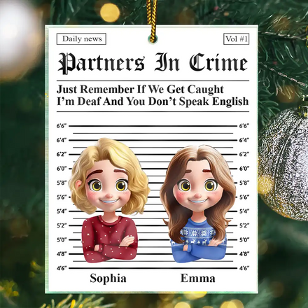 3D Effect Partners In Crime Daily News - Personalized Custom Shaped Acrylic Ornament