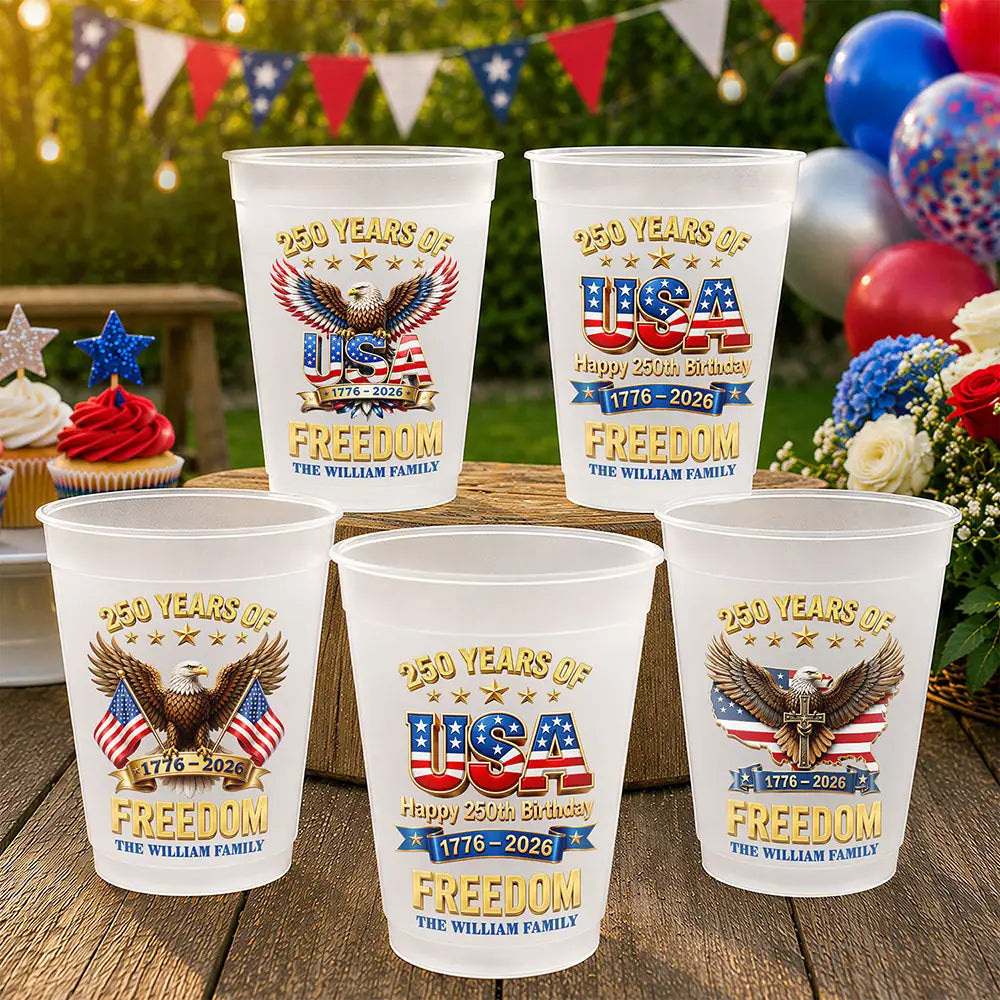 3D Effect Patriotic Eagle 250 Years Of Freedom - Personalized Frosted Cups