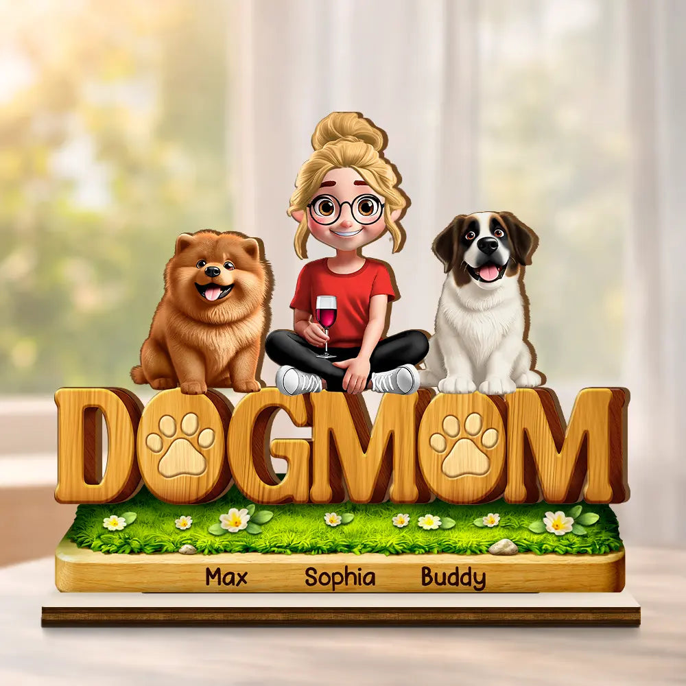 3D Effect Pet Mom Pet Dad - Personalized Custom Shaped Wooden Plaque