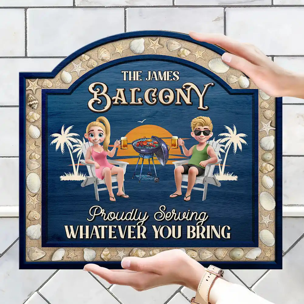 Poolside,Outdoor Decor,Summer,Gift For Couples,Humorous,Vector - 3D Effect Sea Shells Frame Poolside Paradise - Personalized Custom Shaped Wood Sign
