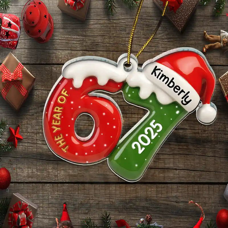 Funny, Gift For Kids, Gift For Grandkids, Christmas - 3D Effect Six Seven Funny Slang - Personalized Custom Shaped Acrylic Ornament