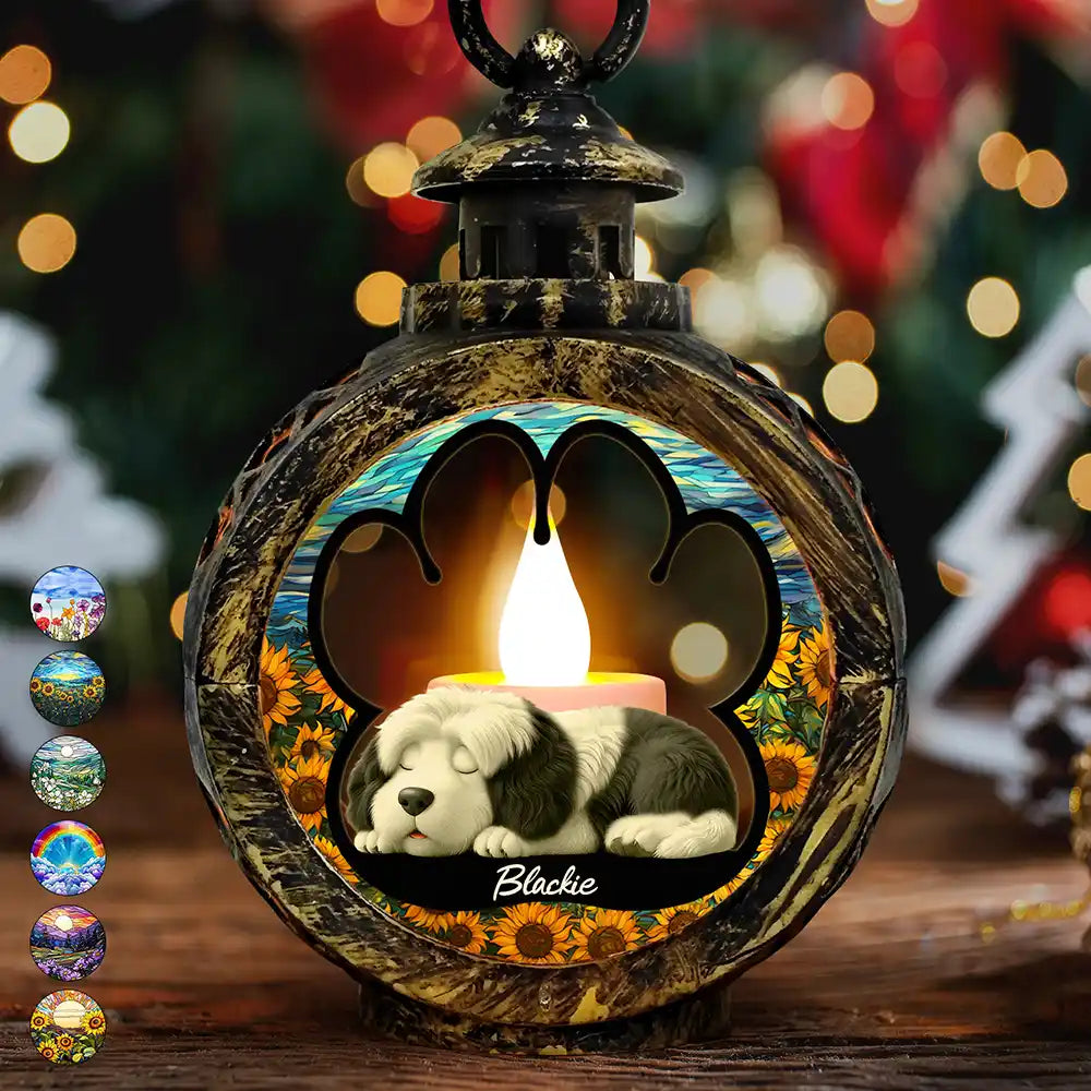 3D Effect Sleeping Dog - Personalized Candlelight Lantern Ornament