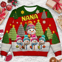 Gift For Grandma,Grandma,Grandkids,Gift For Grandkids,Happy,Christmas,Top Market - 3D Effect Snowman Grandma Nana & Grandkids - Personalized Unisex Ugly Sweater