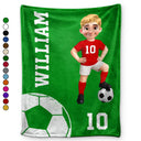 Gift For Yourself,Gift For Women,Gift For Men,Happy - 3D Effect Soccer Girl Boy - Personalized Fleece Blanket, Sherpa Blanket