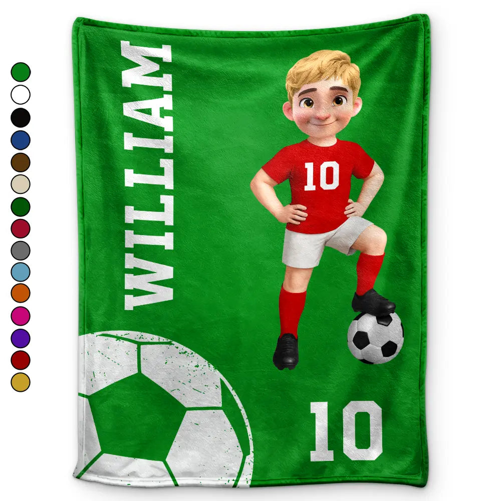 Gift For Yourself,Gift For Women,Gift For Men,Happy - 3D Effect Soccer Girl Boy - Personalized Fleece Blanket, Sherpa Blanket