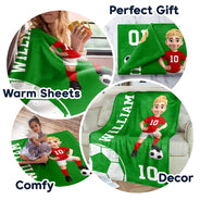 Gift For Yourself,Gift For Women,Gift For Men,Happy - 3D Effect Soccer Girl Boy - Personalized Fleece Blanket, Sherpa Blanket