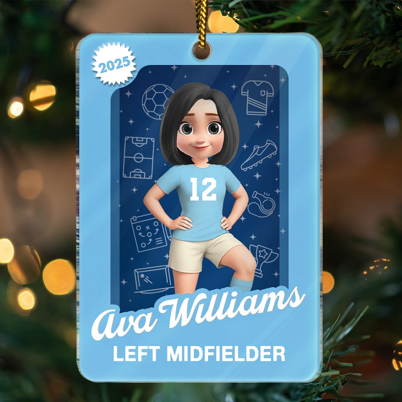 Gift For Yourself, Gift For Women, Gift For Men, Christmas, Happy - 3D Effect Soccer Player Toy Box - Personalized Custom Shaped Acrylic Ornament