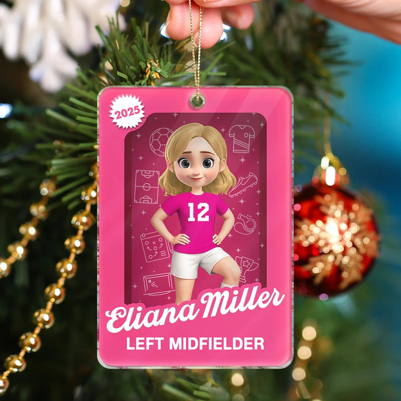 Gift For Yourself, Gift For Women, Gift For Men, Christmas, Happy - 3D Effect Soccer Player Toy Box - Personalized Custom Shaped Acrylic Ornament