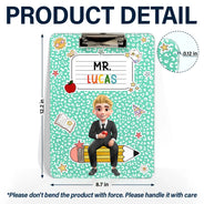 Back To School,Teacher,Proud,Vector,Alternating Color Text - 3D Effect Teacher Composition Notebook Theme - Personalized Acrylic Clipboard