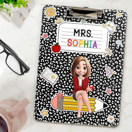 3D Effect Teacher Composition Notebook Theme - Personalized Acrylic Clipboard