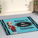 3D Effect Teacher Welcome To Classroom Faux Glitter Effect - Personalized Doormat