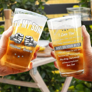 Inspirational,Icon - 3D Effect To My Son Just Do Your Best - Personalized Beer Glass
