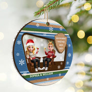 Gift For Couples, Travel, Christmas, Happy - 3D Effect Travel Couple Adventure Together Since - Personalized 2-Layered Mix Ornament