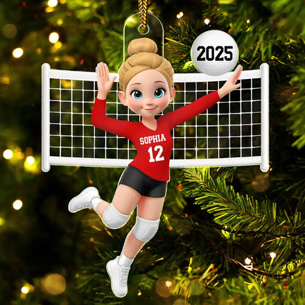 3D Effect Volleyball Girl - Personalized Custom Shaped Acrylic Ornament