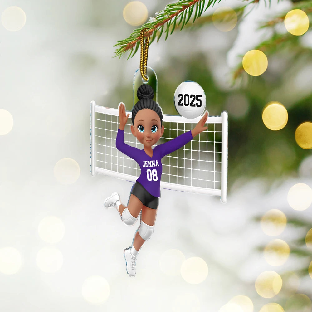 Gift For Yourself,Happy,Christmas,Gift For Women,Non-Eng - 3D Effect Volleyball Girl - Personalized Custom Shaped Acrylic Ornament