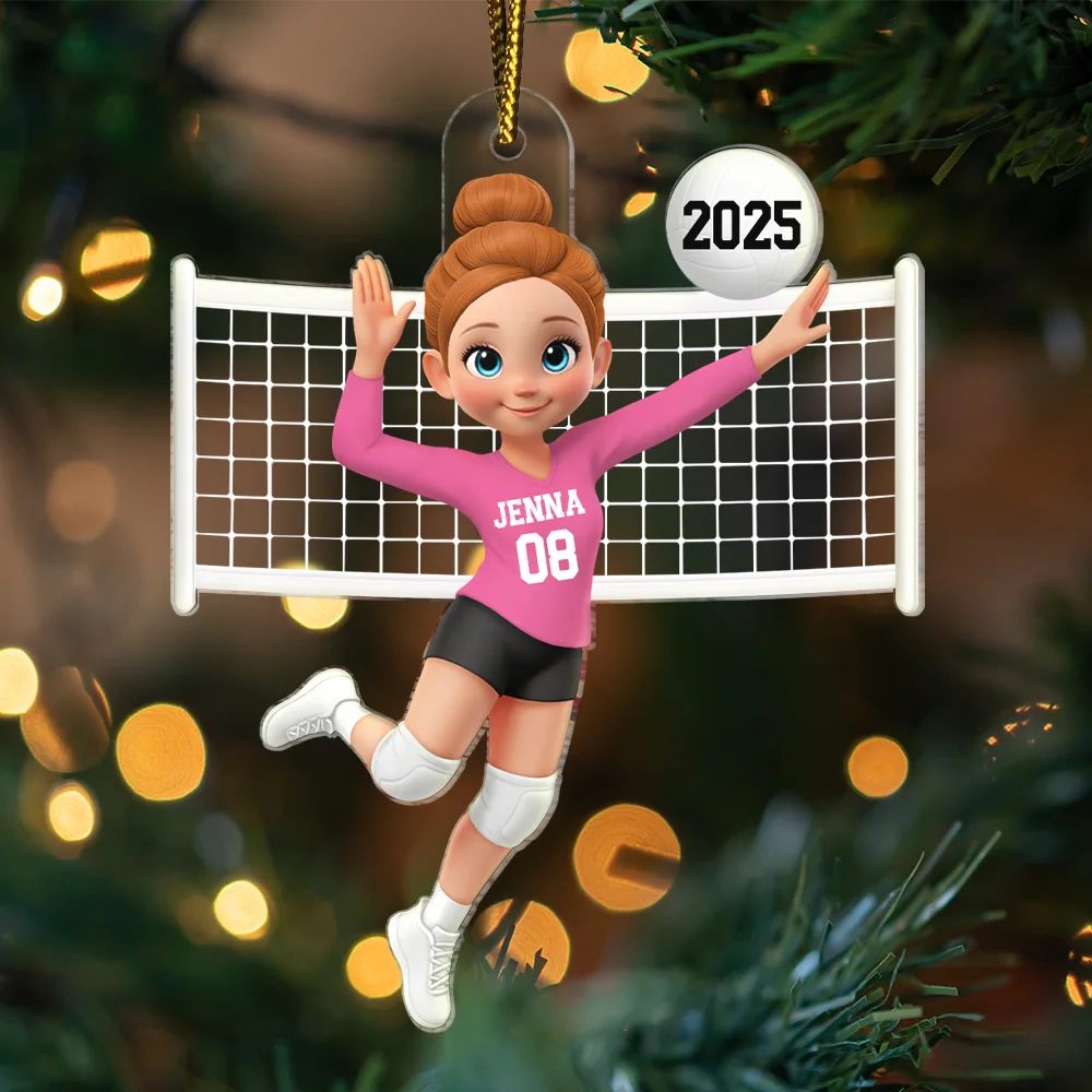 Gift For Yourself,Happy,Christmas,Gift For Women,Non-Eng - 3D Effect Volleyball Girl - Personalized Custom Shaped Acrylic Ornament