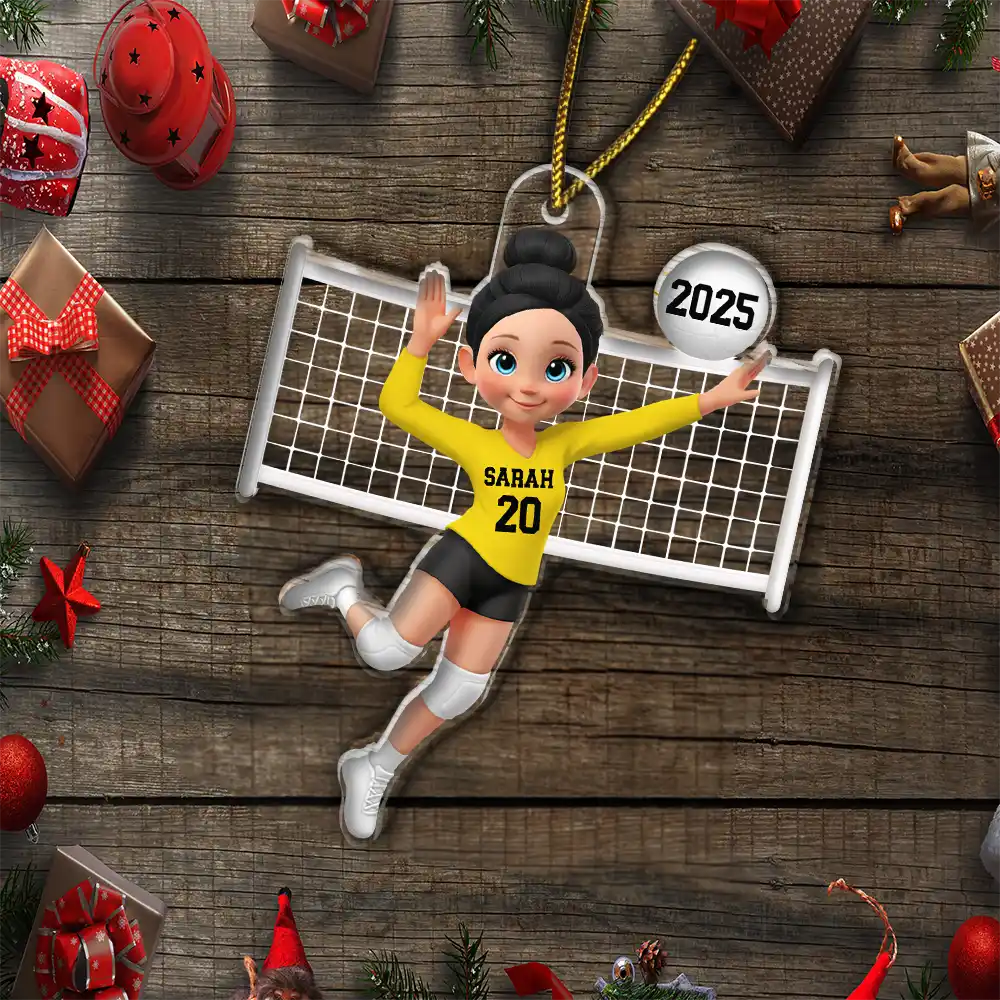 Gift For Yourself,Happy,Christmas,Gift For Women,Non-Eng - 3D Effect Volleyball Girl - Personalized Custom Shaped Acrylic Ornament