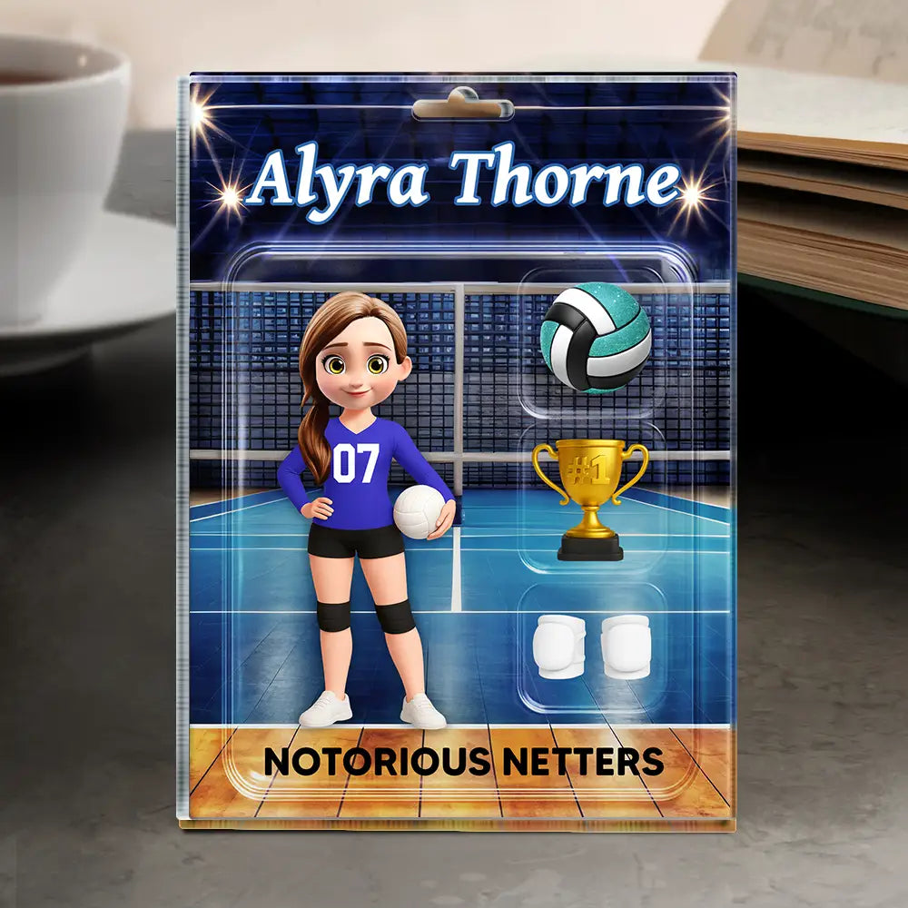Gift For Yourself, Gift For Women, Gift For Men, Happy - 3D Effect Volleyball Player Toy Box - Personalized Custom Shaped Acrylic Plaque