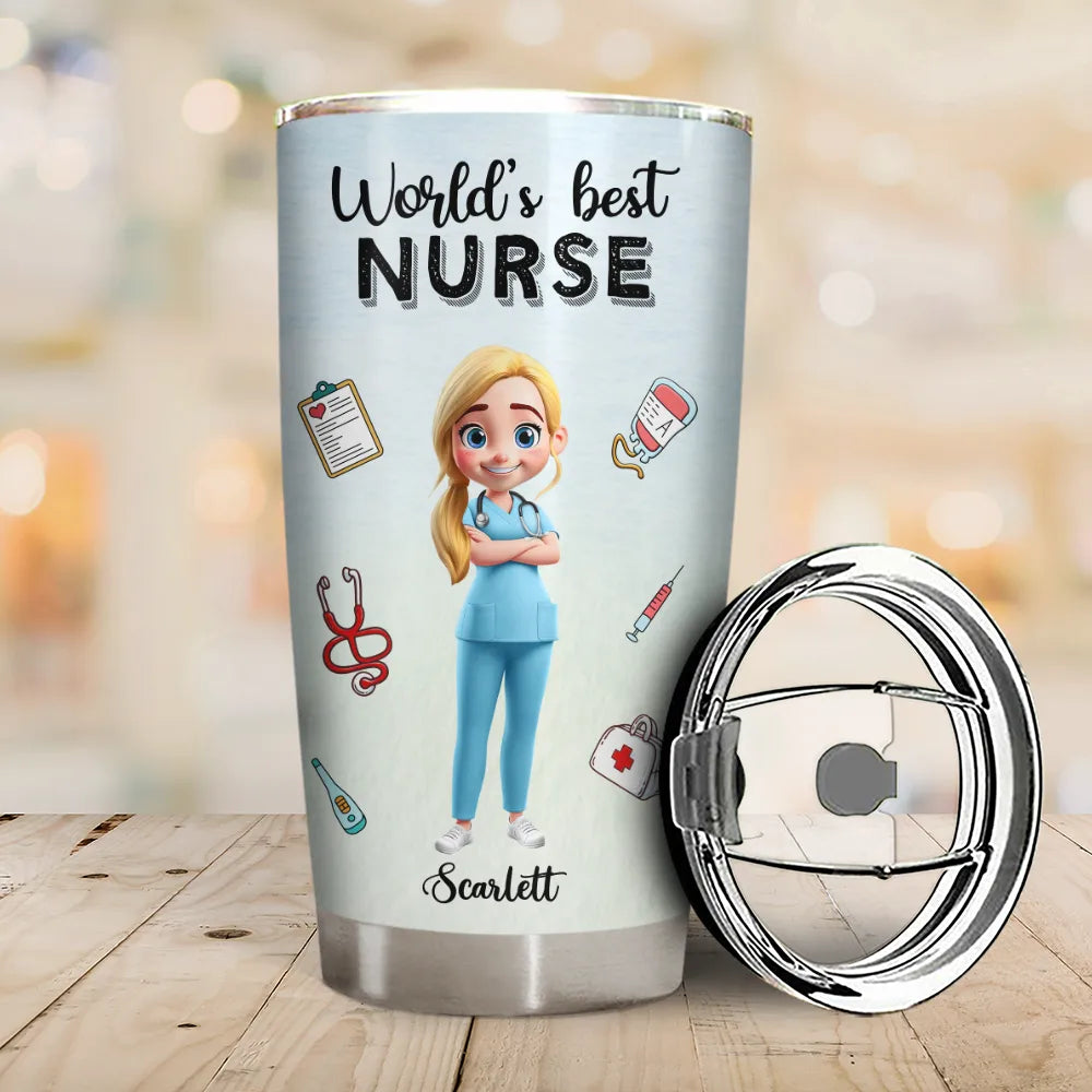 Nurse, Gift For Women, Gift For Men, Gift For Yourself, Happy, Top Market - 3D Effect World's Best Nurse - Personalized Tumbler