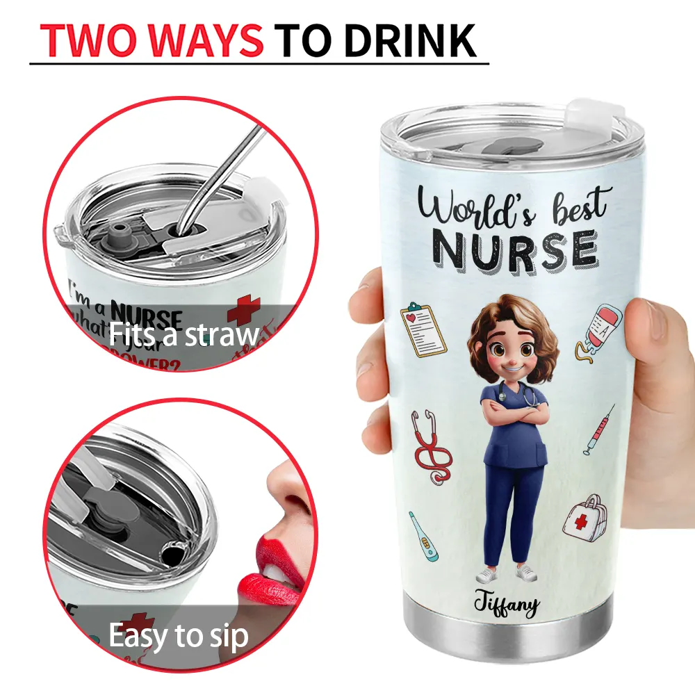 Nurse, Gift For Women, Gift For Men, Gift For Yourself, Happy, Top Market - 3D Effect World's Best Nurse - Personalized Tumbler