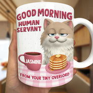 Cat Mom, Cat Lovers, Cat Dad, Cat Couple, Funny, Top Market - 3D Effect Your Tiny Furry Overlords - Personalized White Edge-to-Edge Mug