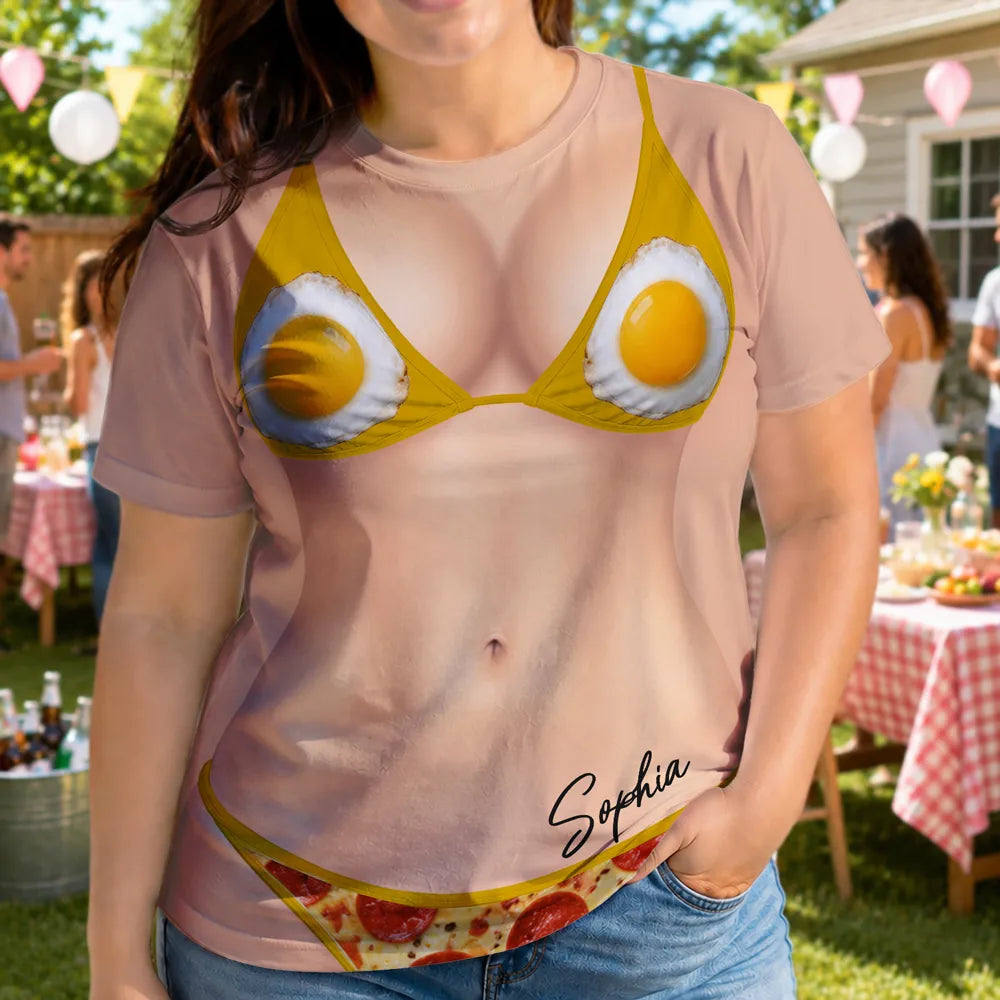 Gift For Bestie, Humorous, Beach, Summer, Icon - 3D Funny Bikini Body Muscle Six Pack - Personalized Full Print T Shirt