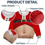 Christmas,Humorous,Gift For Men,Gift For Yourself,Icon - 3D Funny Body Hairy Belly Gift For Husband - Personalized Unisex Ugly Sweater