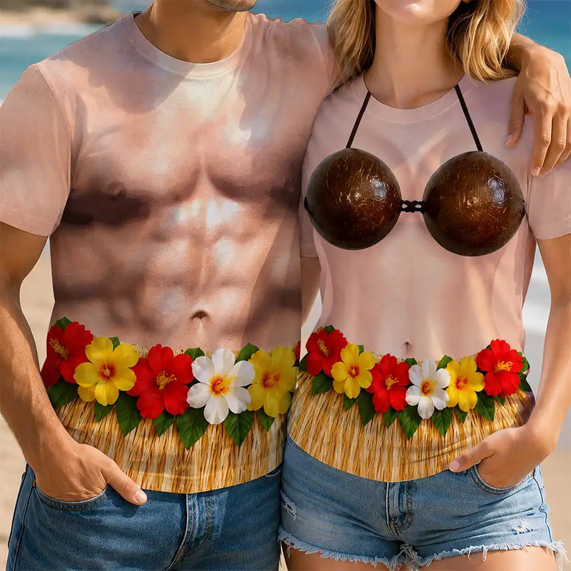 Gift For Bestie,Humorous,Beach,Summer,Icon - 3D Funny Body Hula Dance - Personalized Full Print T Shirt