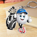 Top Market,Golf,Gift For Yourself,Vector,Happy - 3D Golf Ball Golfer - Personalized Acrylic Keychain