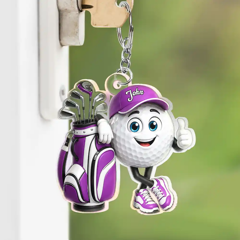 Top Market,Golf,Gift For Yourself,Vector,Happy - 3D Golf Ball Golfer - Personalized Acrylic Keychain