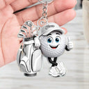 Top Market,Golf,Gift For Yourself,Vector,Happy - 3D Golf Ball Golfer - Personalized Acrylic Keychain