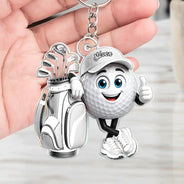Top Market,Golf,Gift For Yourself,Vector,Happy - 3D Golf Ball Golfer - Personalized Acrylic Keychain